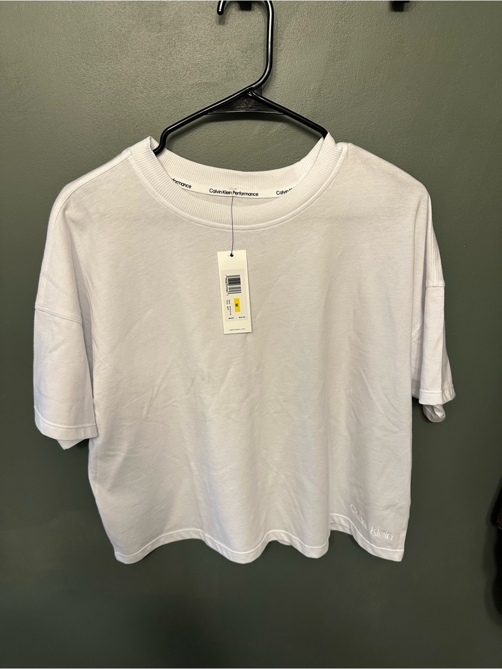 Calvin Klein White Short-Sleeve Cropped Crew Tee